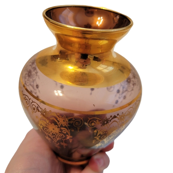 Murano Glass Vase with Gold Trim - Purple - Picture 8 of 9